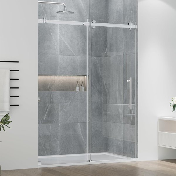 BRABOL Frameless Sliding Glass Shower Doors 60" Width X 76"Height With ...